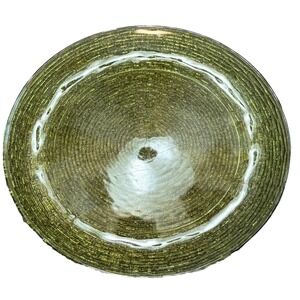 Anchor Hocking Avocado Soreno Green MCM Large Round  14" Platter Vintage